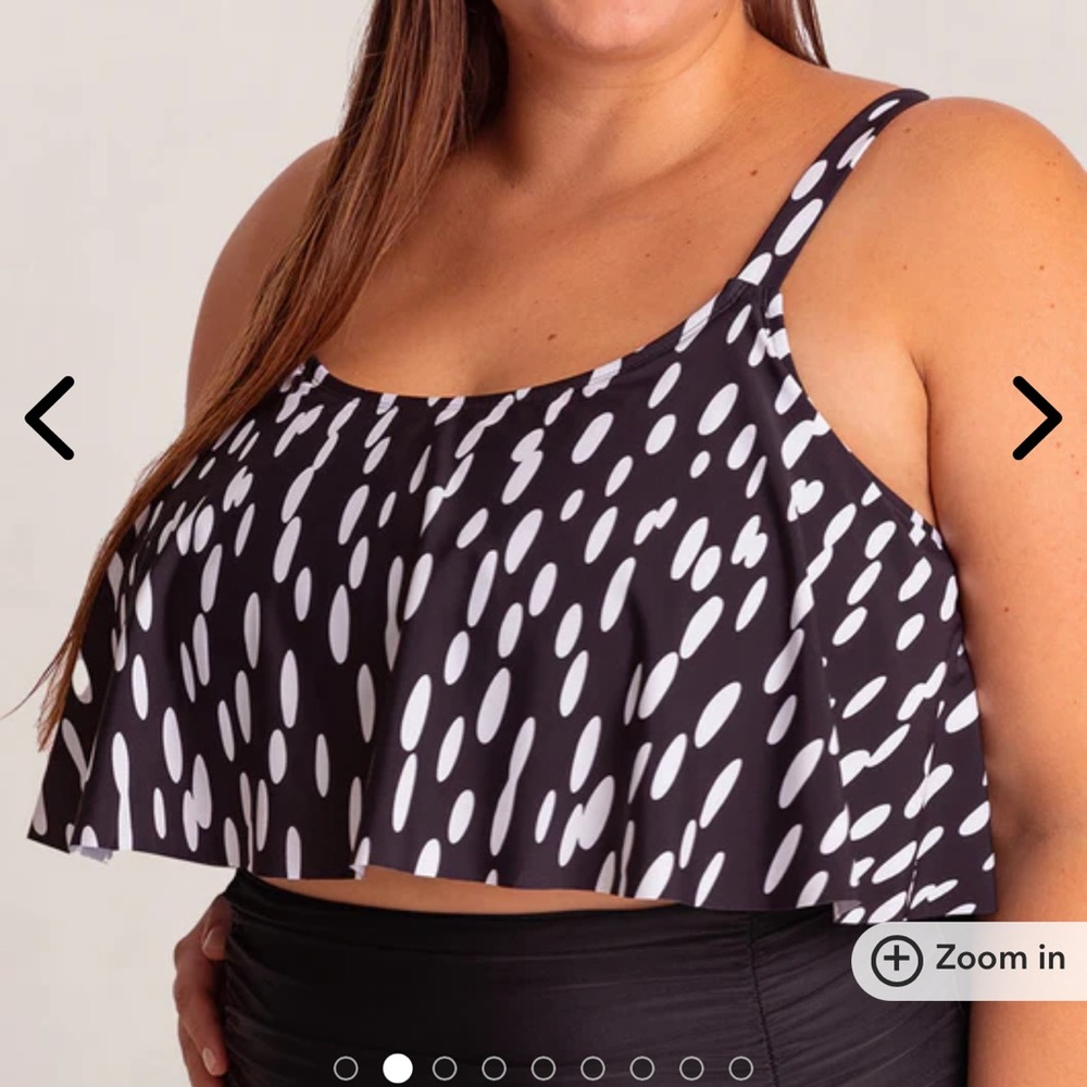 Shapermint Black and White Ruffled Bikini Top. NWT - Picture 2 of 6